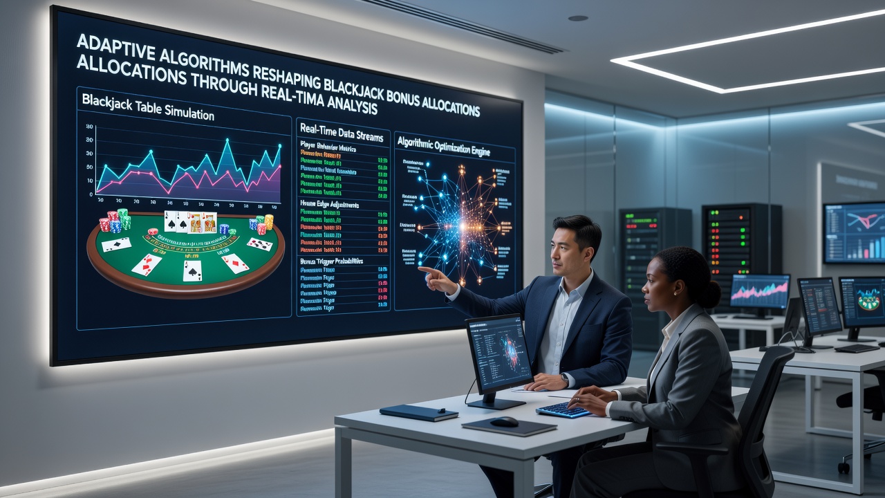 Dashboard view showing real-time blackjack player metrics and bonus adjustments powered by adaptive algorithms