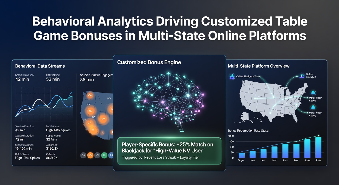 Analytics dashboard illustrating customized blackjack bonus offers across state-regulated online platforms