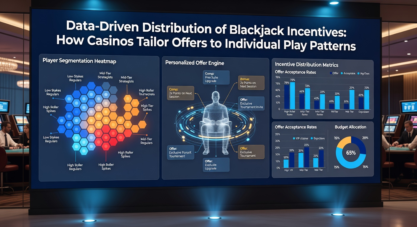 Blackjack table with digital tracking overlay showing individualized casino offers
