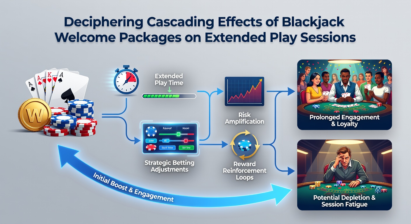 Blackjack table with welcome package graphics overlay showing extended session timelines