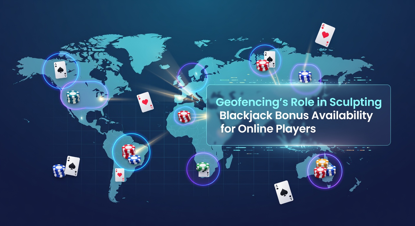 Geofencing technology map showing location-based restrictions for online blackjack bonuses across different regions