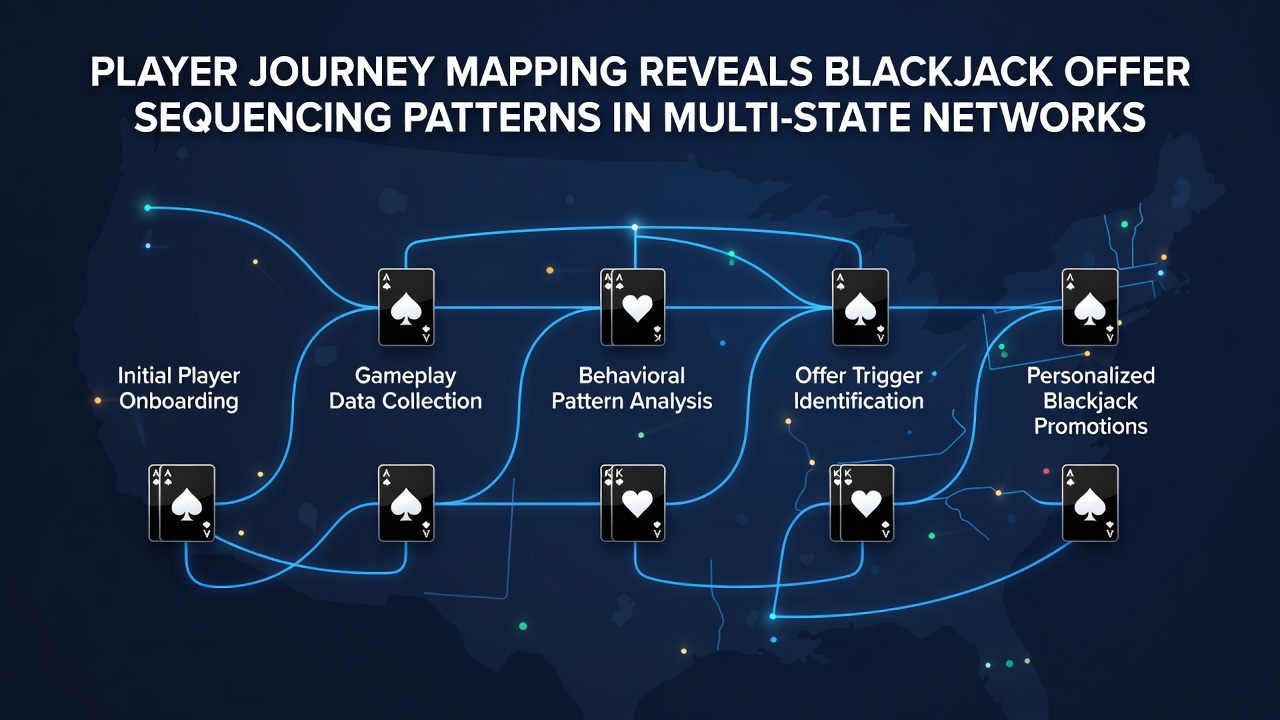 Visualization of player journey mapping showing sequenced blackjack offers across multiple states