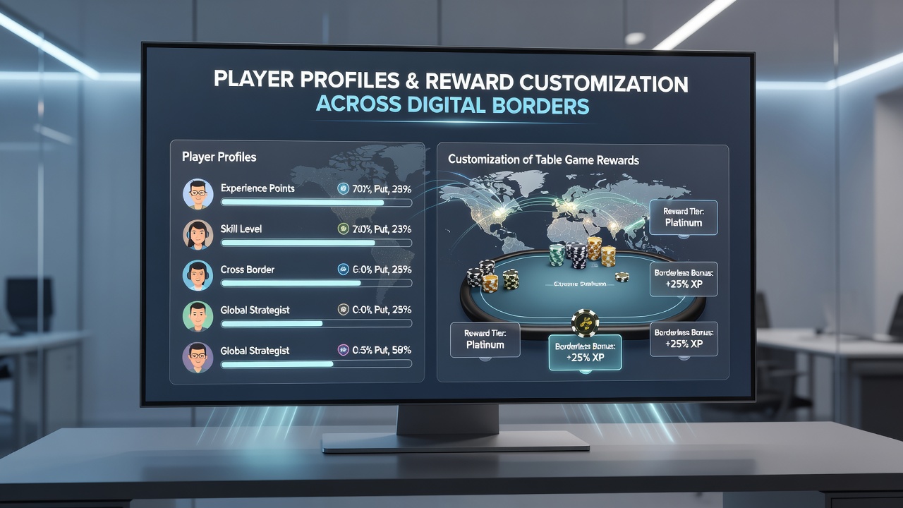 Analytics dashboard illustrating segmented player profiles and reward customization across digital borders