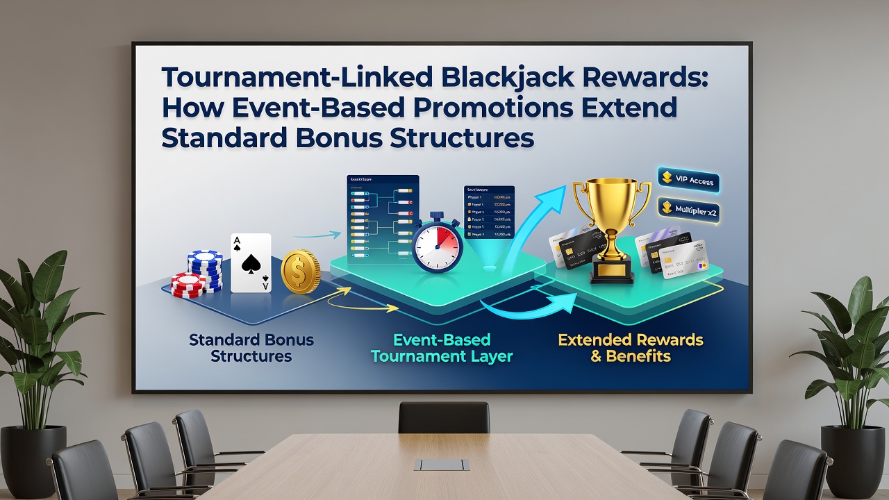 Digital interface showing blackjack tournament leaderboard with bonus reward tiers and player rankings