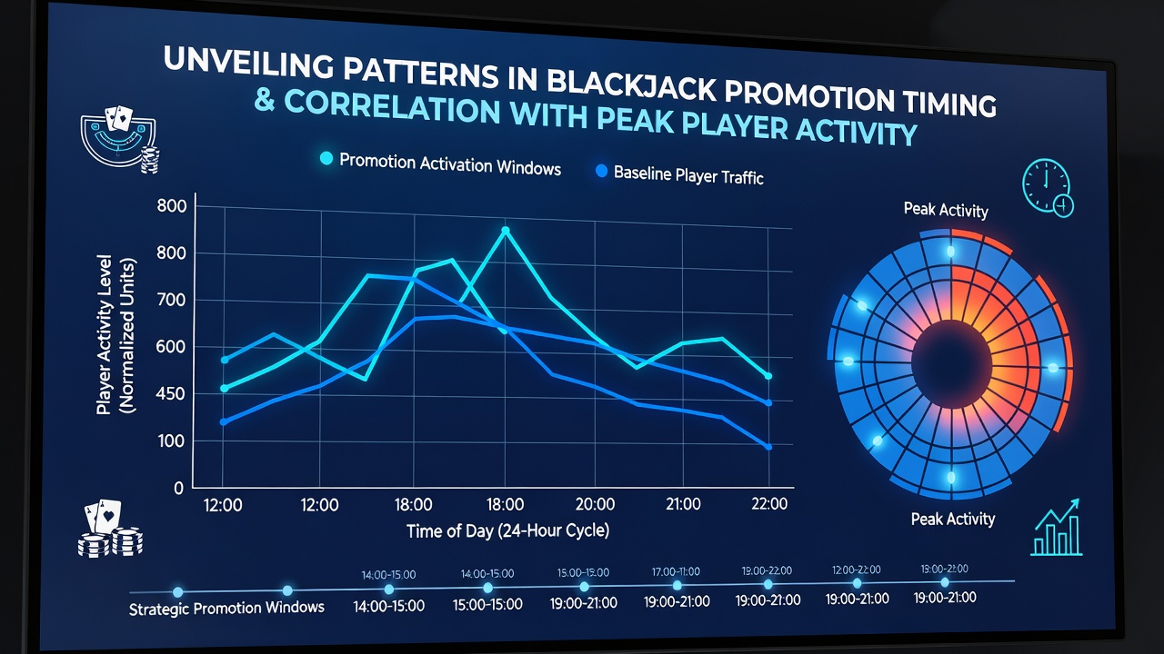 Graph overlay showing correlation between promotion timestamps and blackjack table occupancy rates